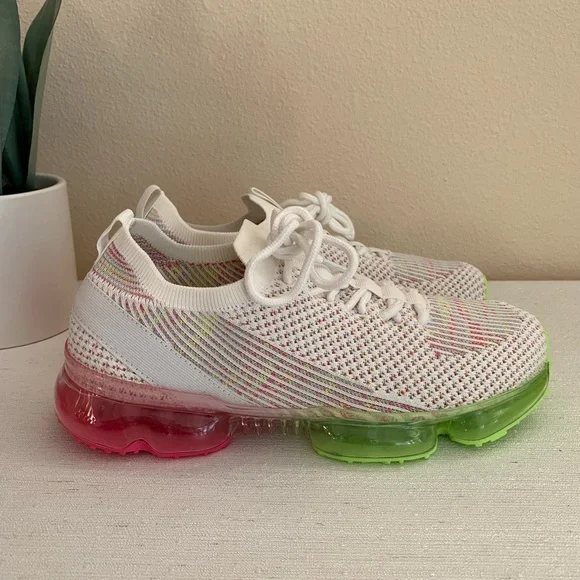 New La Sheela White Elastic Mesh Lace Slip On Fashion Sneakers Women’s 8 - Picture 2 of 13